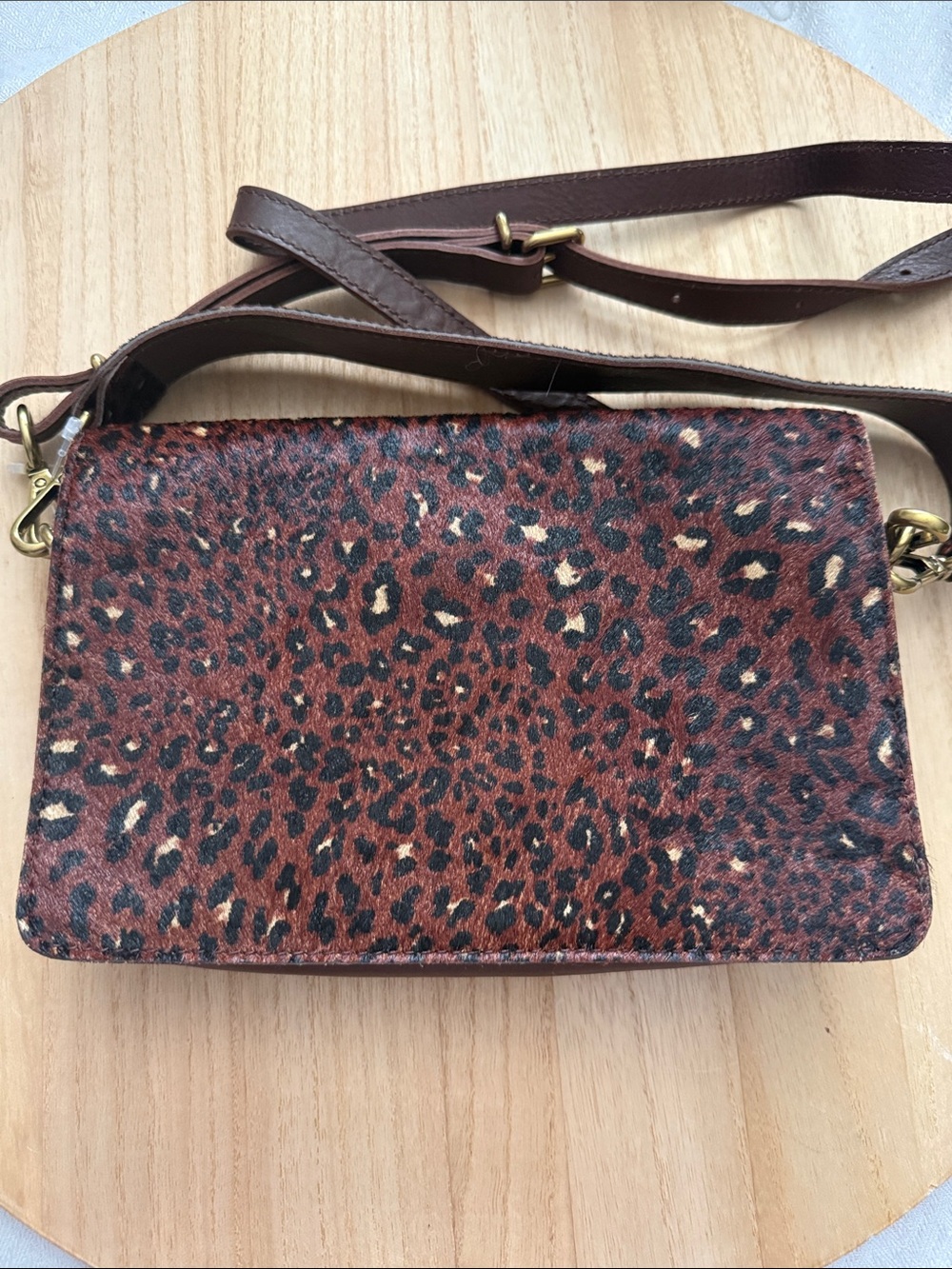 Leopard Print Crossbody Bag - Brown